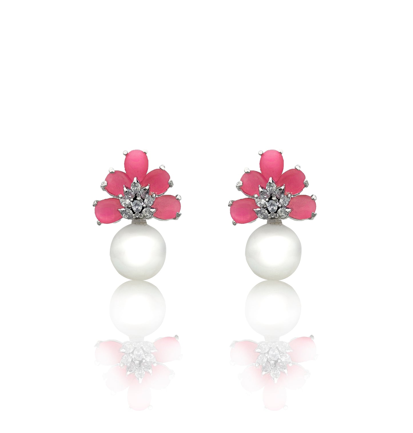 Flower Drop Pearl Earrings