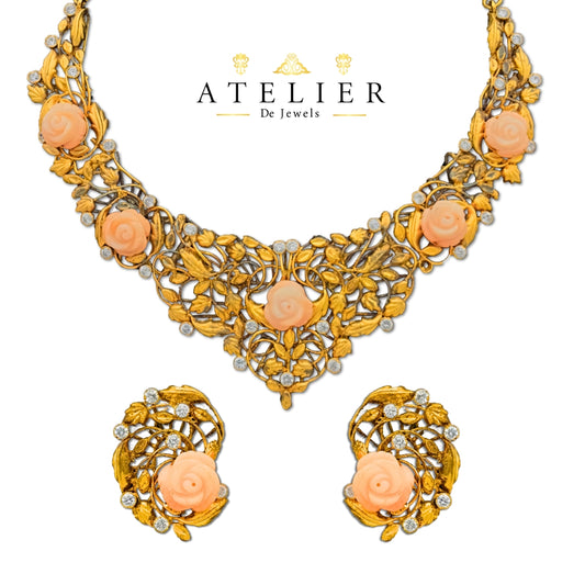 Rose Coral Necklace Set