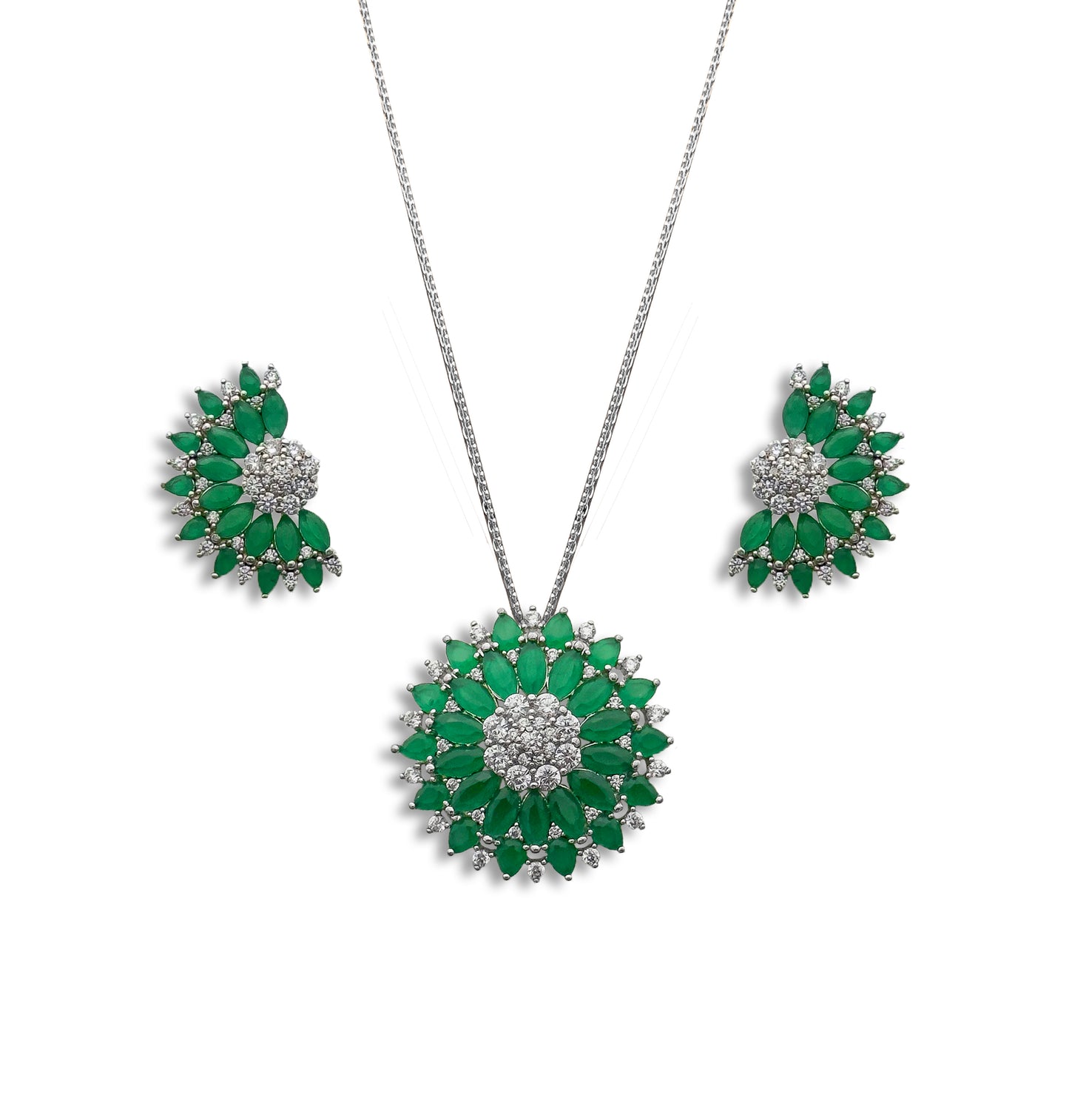 Lush Green Floral Locket Set
