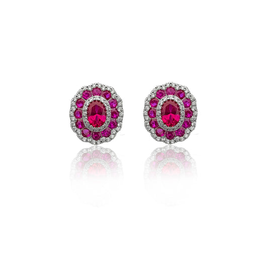 Pink Floral Stud Earrings